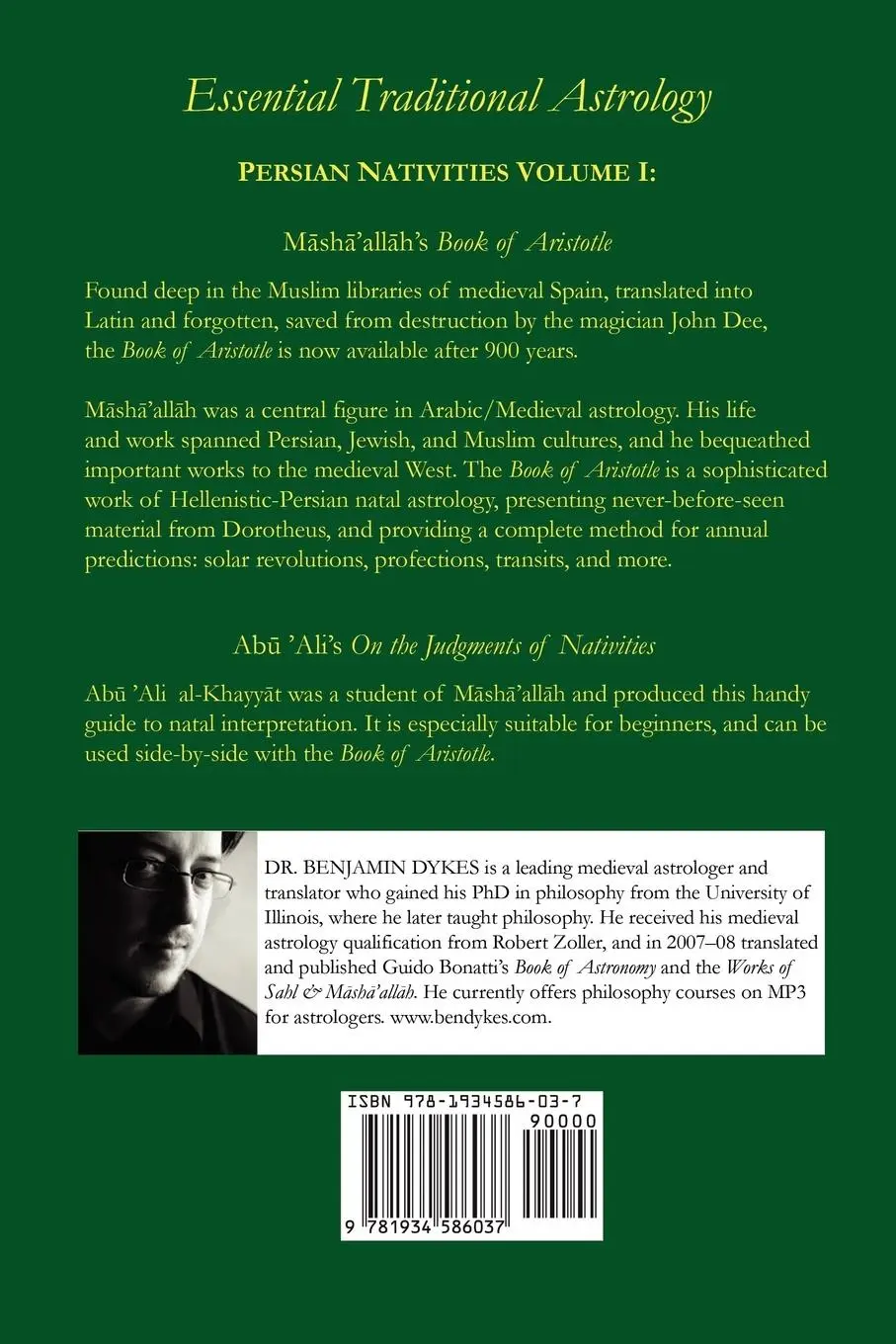 Rückseite: 9781934586037 | Persian Nativities I | Masha'allah and Abu 'Ali | Masha'allah (u. a.)