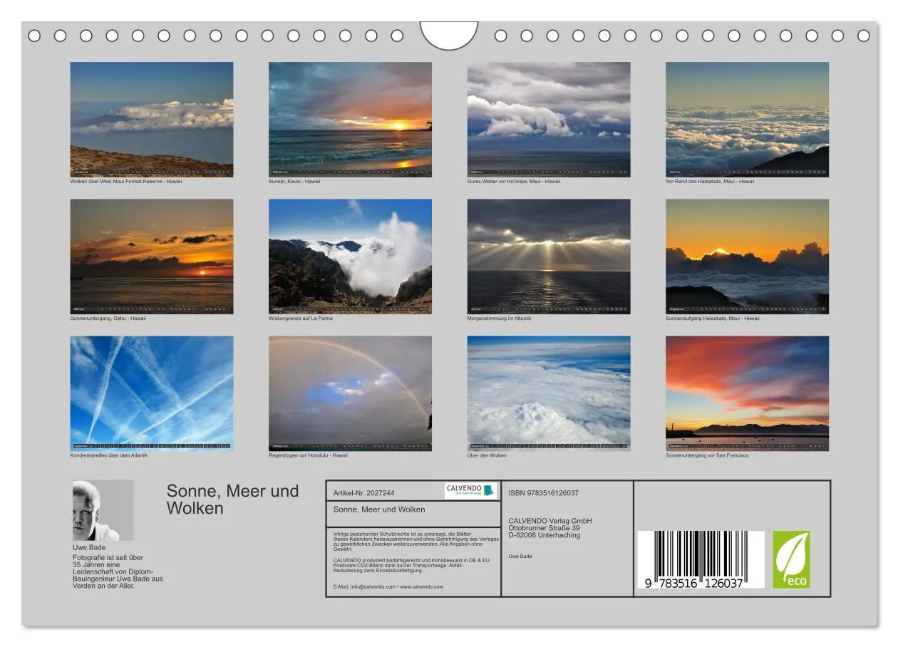 Bild: 9783516126037 | Sonne, Meer und Wolken (Wandkalender 2026 DIN A4 quer), CALVENDO...