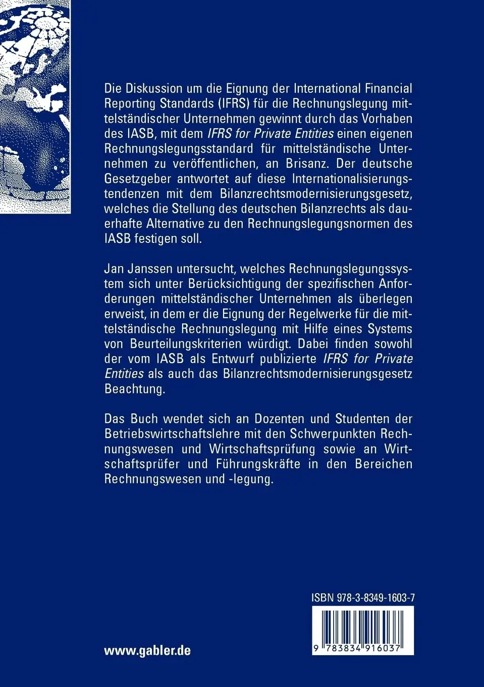 Rückseite: 9783834916037 | Rechnungslegung im Mittelstand | Jan Janssen | Taschenbuch | xxii