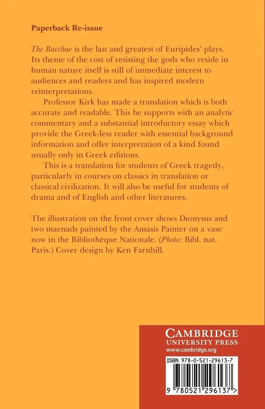 Rückseite: 9780521296137 | Bacchae of Euripides | Euripides (u. a.) | Taschenbuch | Englisch