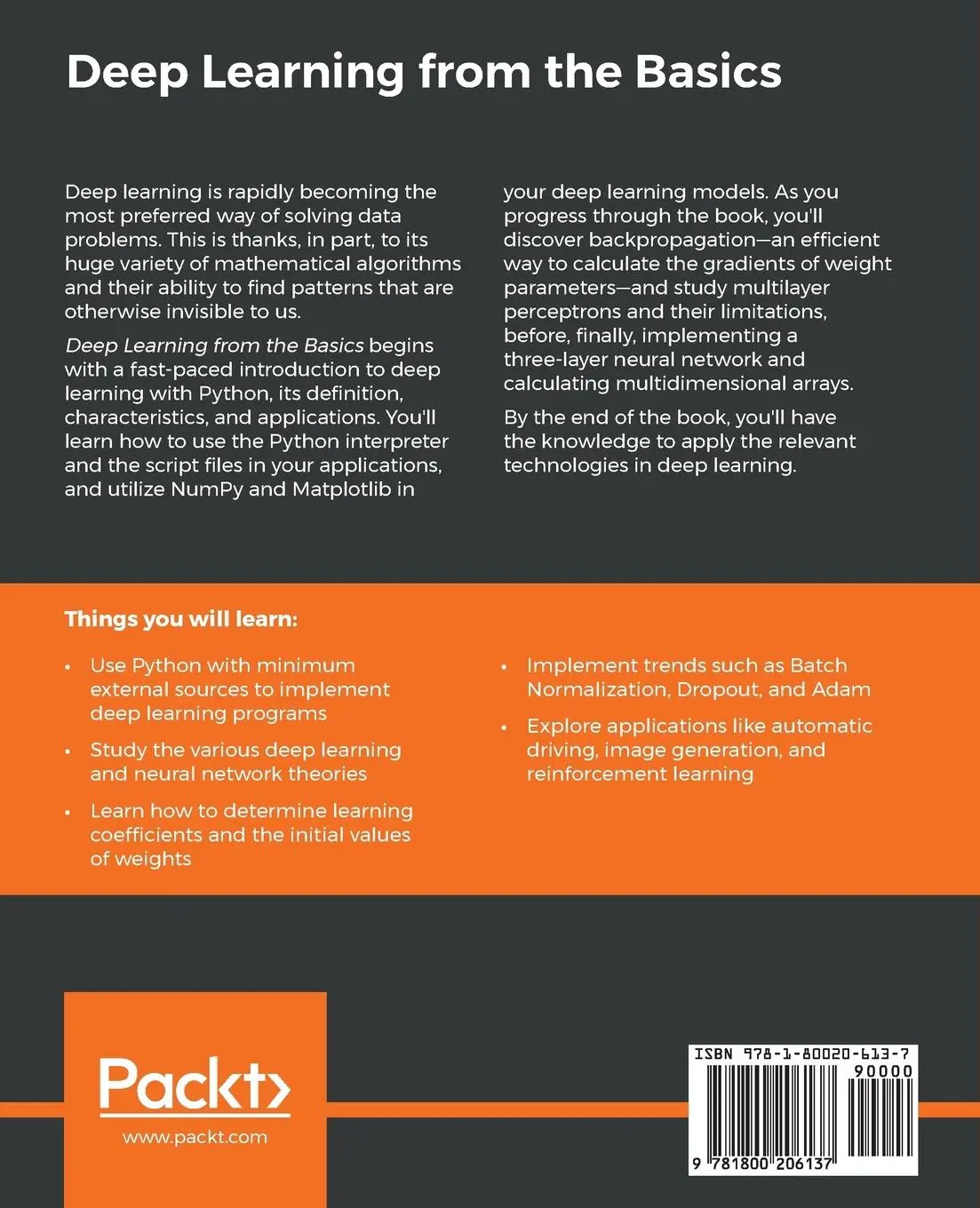 Rückseite: 9781800206137 | Deep Learning from the Basics | Koki Saitoh | Taschenbuch | Englisch