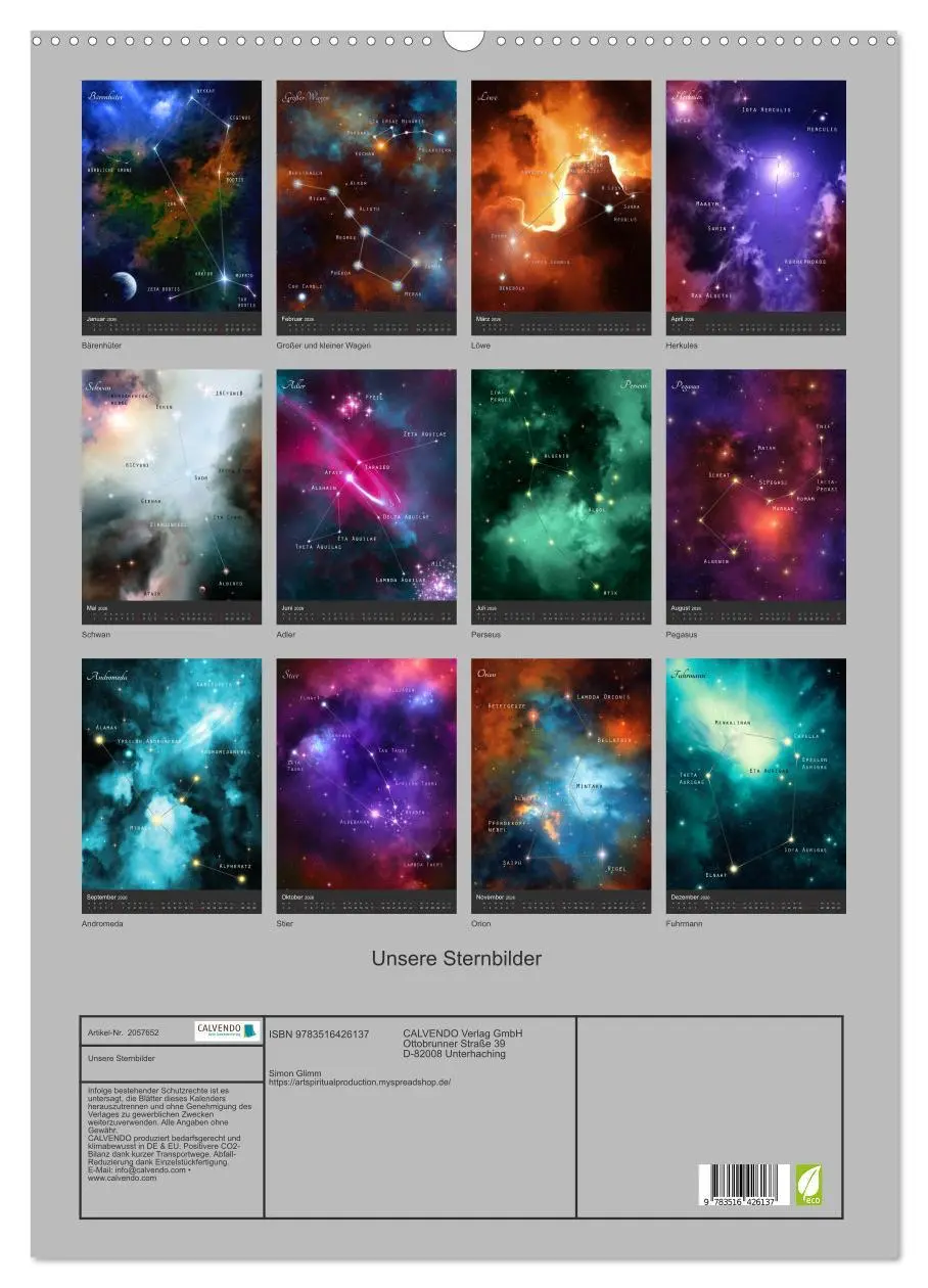 Bild: 9783516426137 | Unsere Sternbilder (Wandkalender 2026 DIN A2 hoch), CALVENDO...