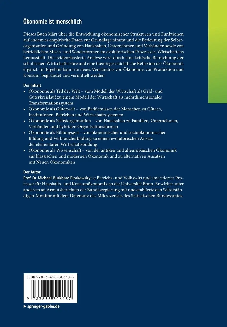 Rückseite: 9783658306137 | Ökonomie ist menschlich | Wirtschaft und Wirtschaftslehre neu gedacht