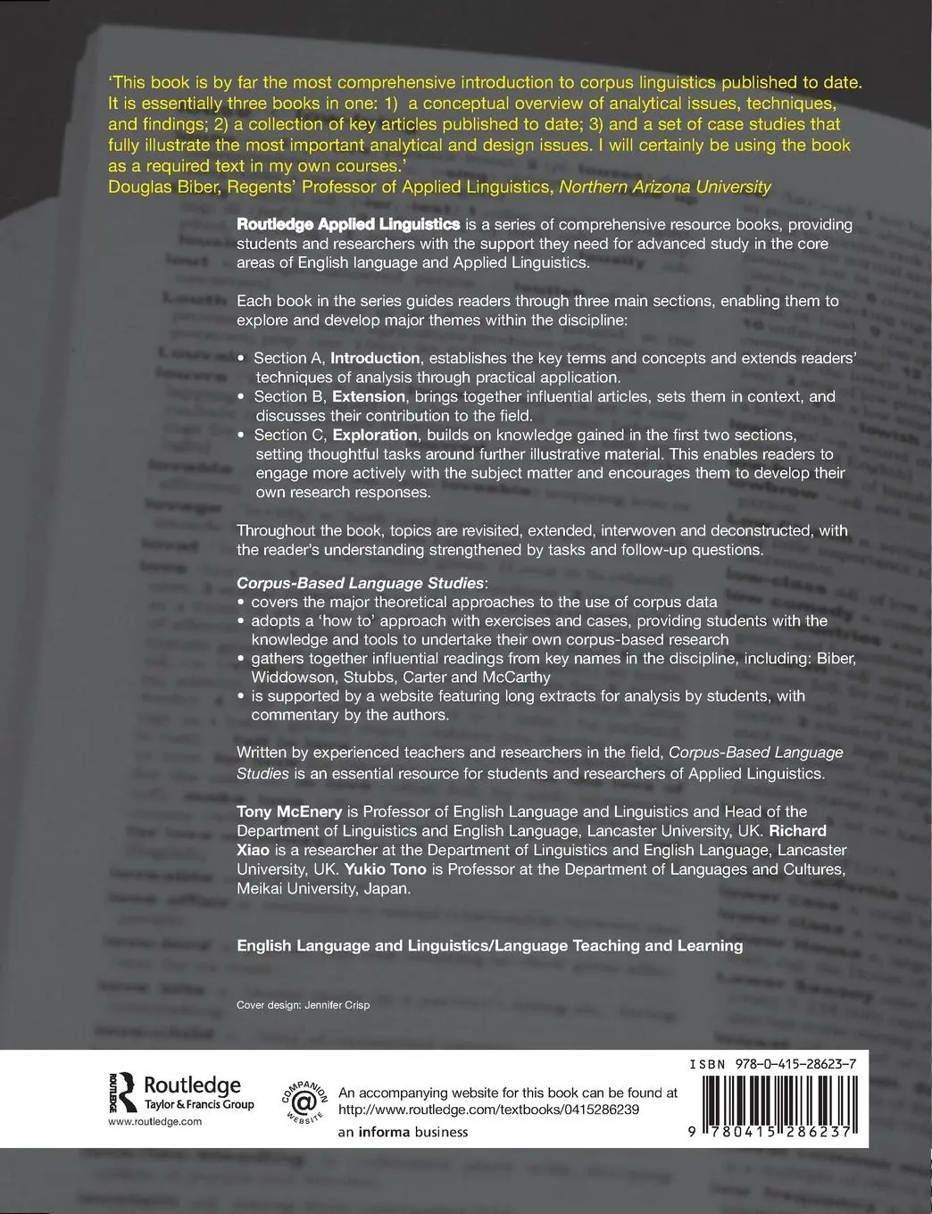 Rückseite: 9780415286237 | Corpus-Based Language Studies | An Advanced Resource Book | Buch
