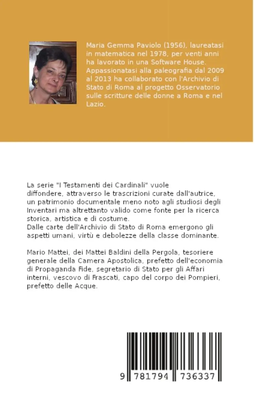 Rückseite: 9781794736337 | I Testamenti dei Cardinali | Mario Mattei (1792-1870) | Paviolo | Buch