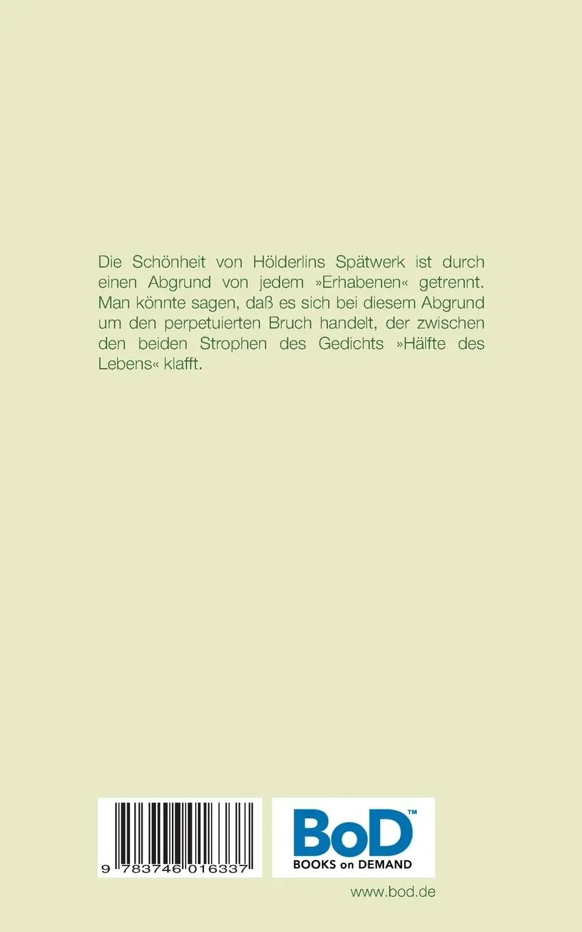 Rückseite: 9783746016337 | Hölderlins Landschaft | Essay | Timo Kölling | Taschenbuch | 88 S.
