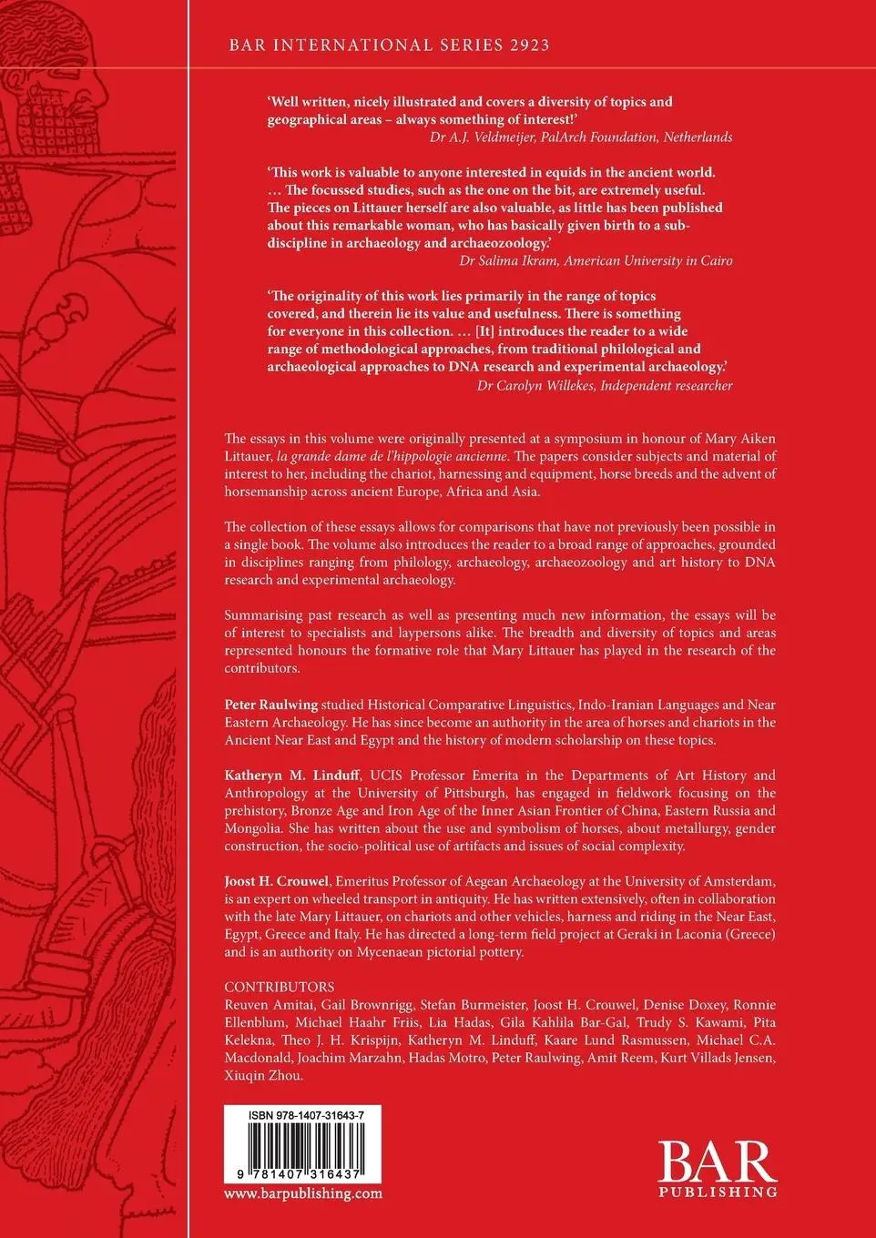 Rückseite: 9781407316437 | Equids and Wheeled Vehicles in the Ancient World | Raulwing (u. a.)