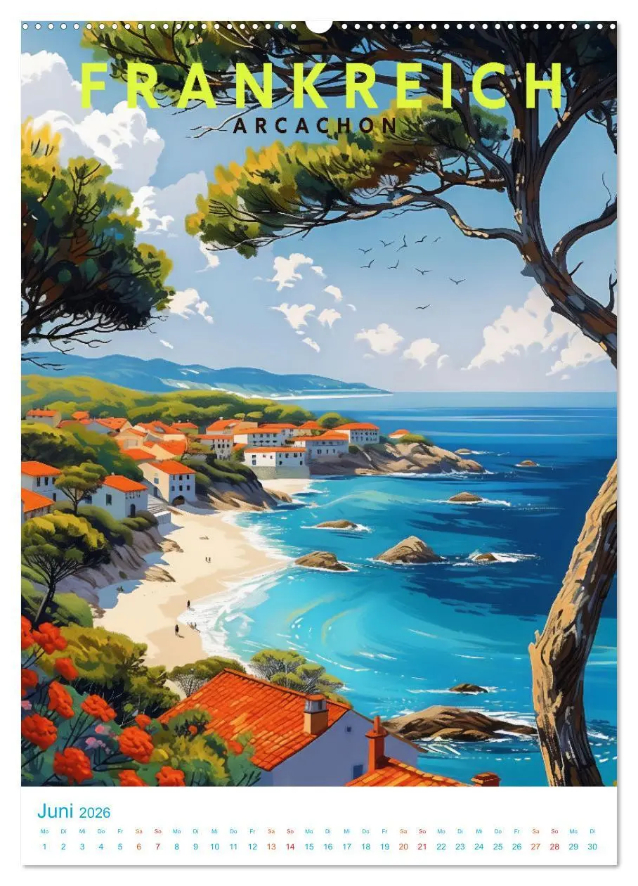 Bild: 9783516256437 | Frankreich - Old School Poster Style (Wandkalender 2026 DIN A2...