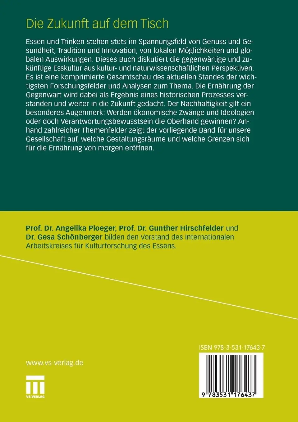 Rückseite: 9783531176437 | Die Zukunft auf dem Tisch | Angelika Ploeger (u. a.) | Taschenbuch