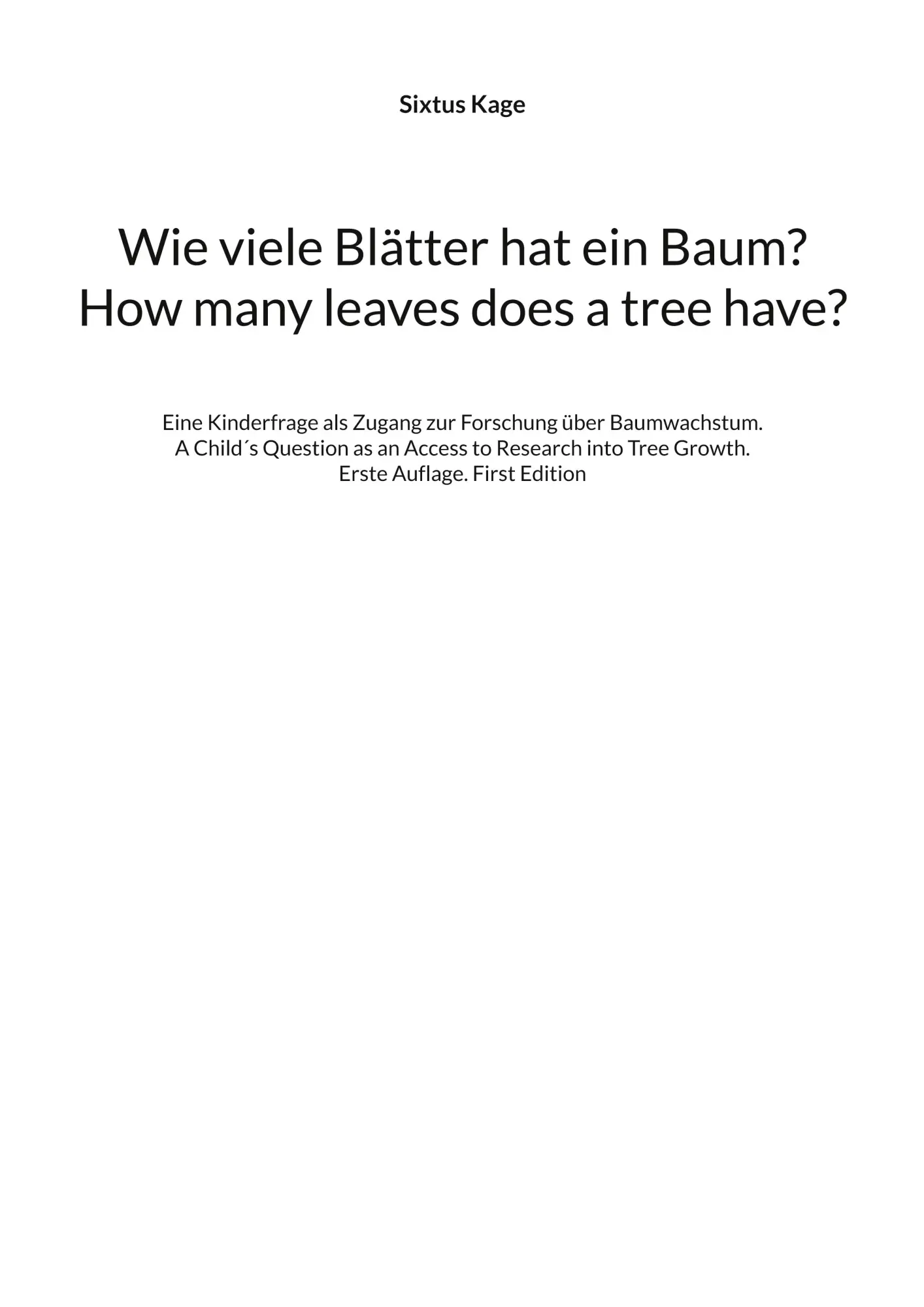 Cover: 9783769326437 | Wie viele Blätter hat ein Baum? How many leaves does a tree have?