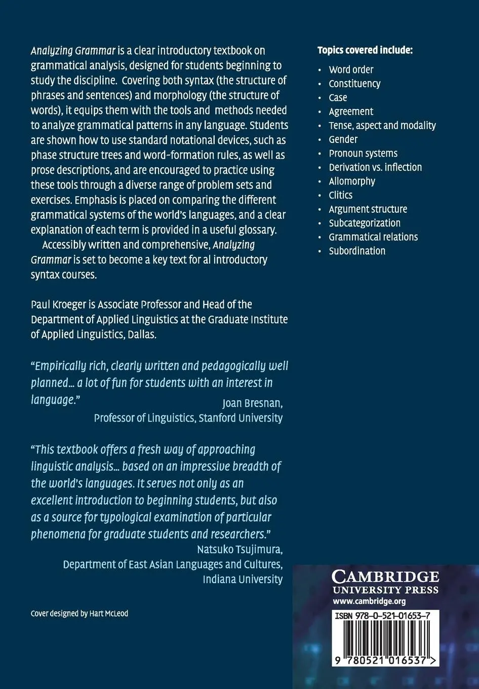 Rückseite: 9780521016537 | Analyzing Grammar | Paul R. Kroeger | Taschenbuch | Englisch | 2015
