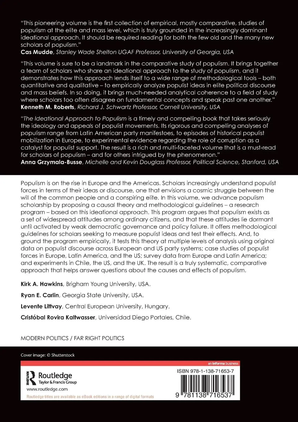 Rückseite: 9781138716537 | The Ideational Approach to Populism | Concept, Theory, and Analysis