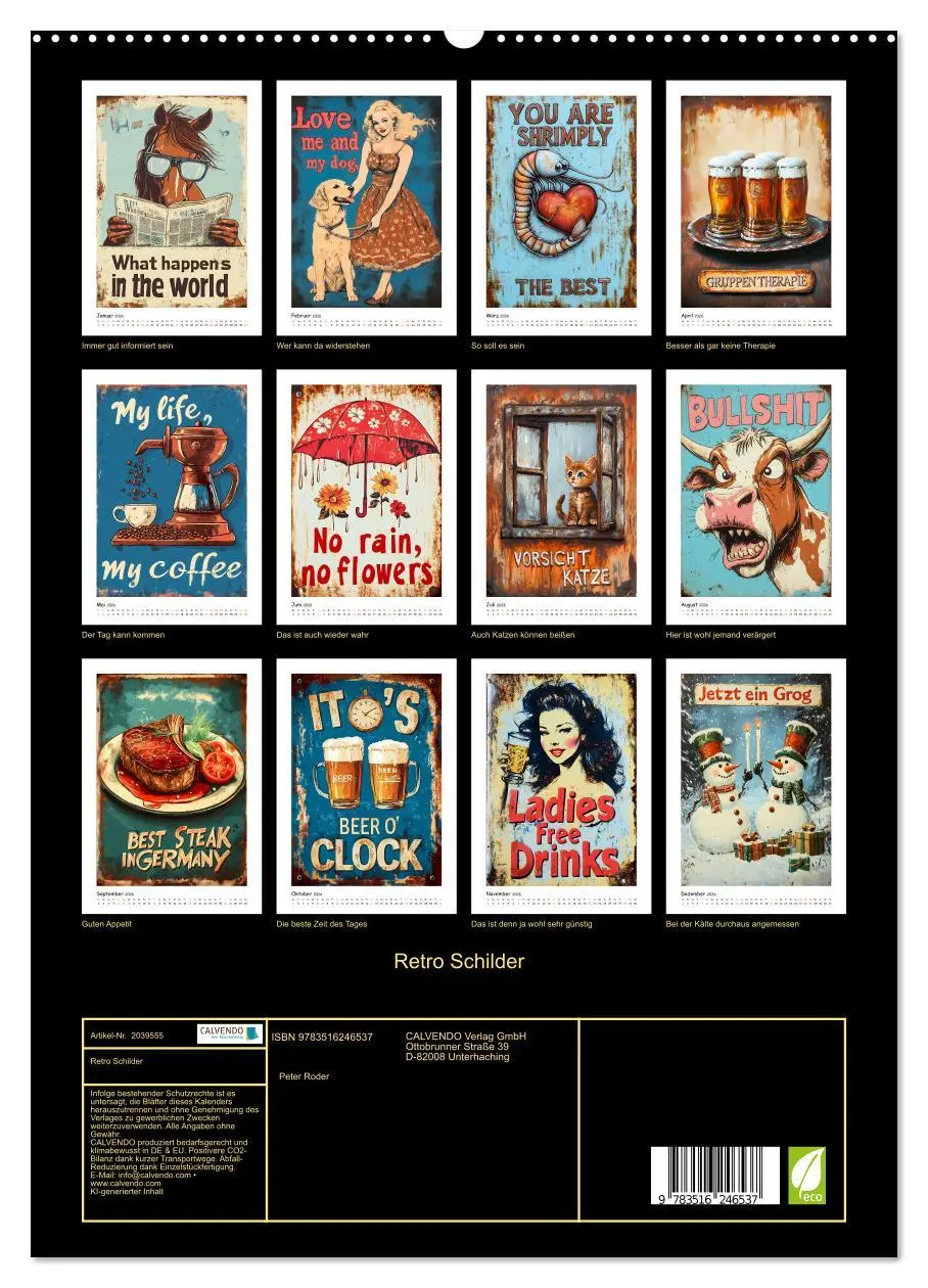 Bild: 9783516246537 | Retro Schilder (hochwertiger Premium Wandkalender 2026 DIN A2...