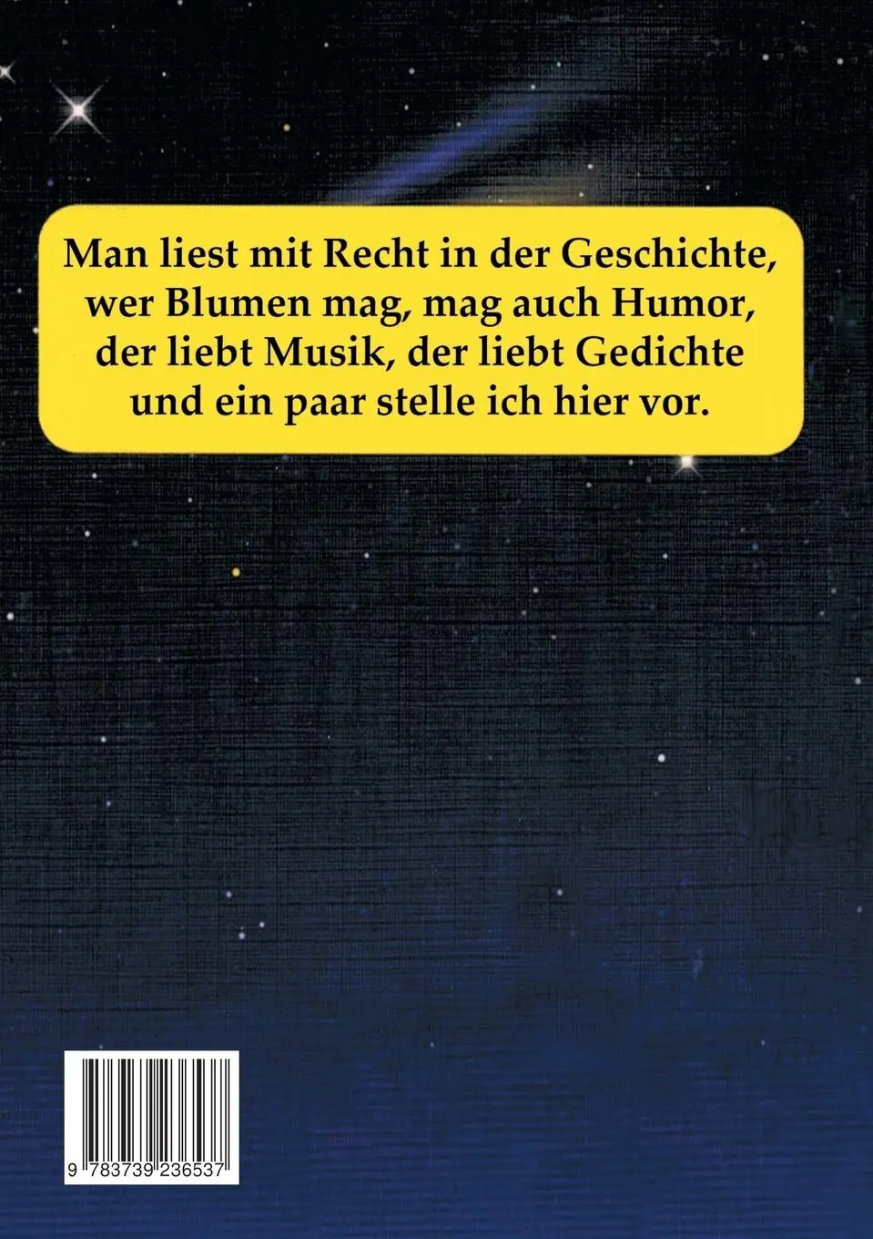 Rückseite: 9783739236537 | Sternschnuppen | Gedichtband 3 | Erwin Sohnius | Taschenbuch | 80 S.