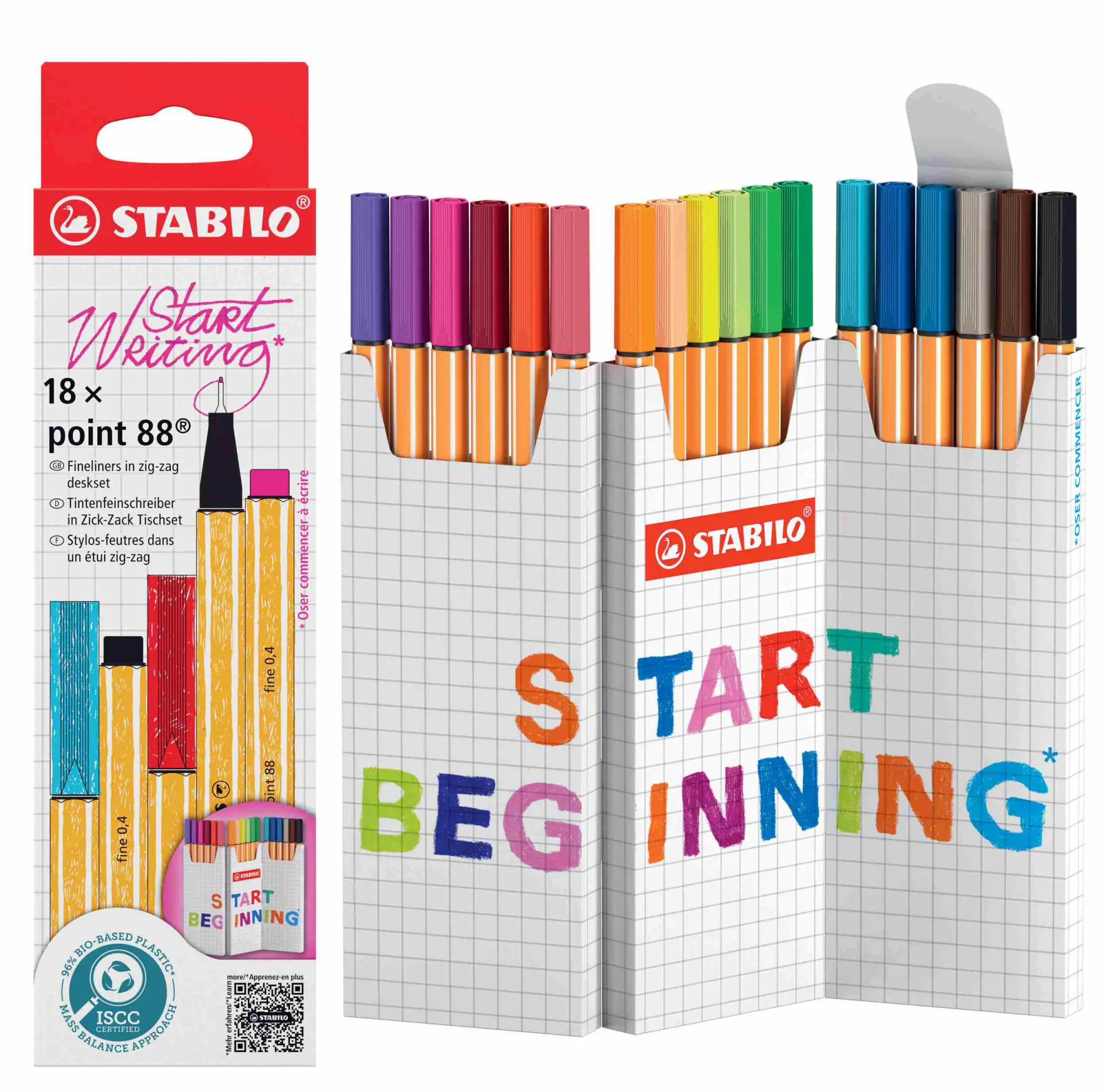 Cover: 4006381616737 | STABILO Fineliner point 88, 18er Zick-Zack-Tischset, 18 Farben,...