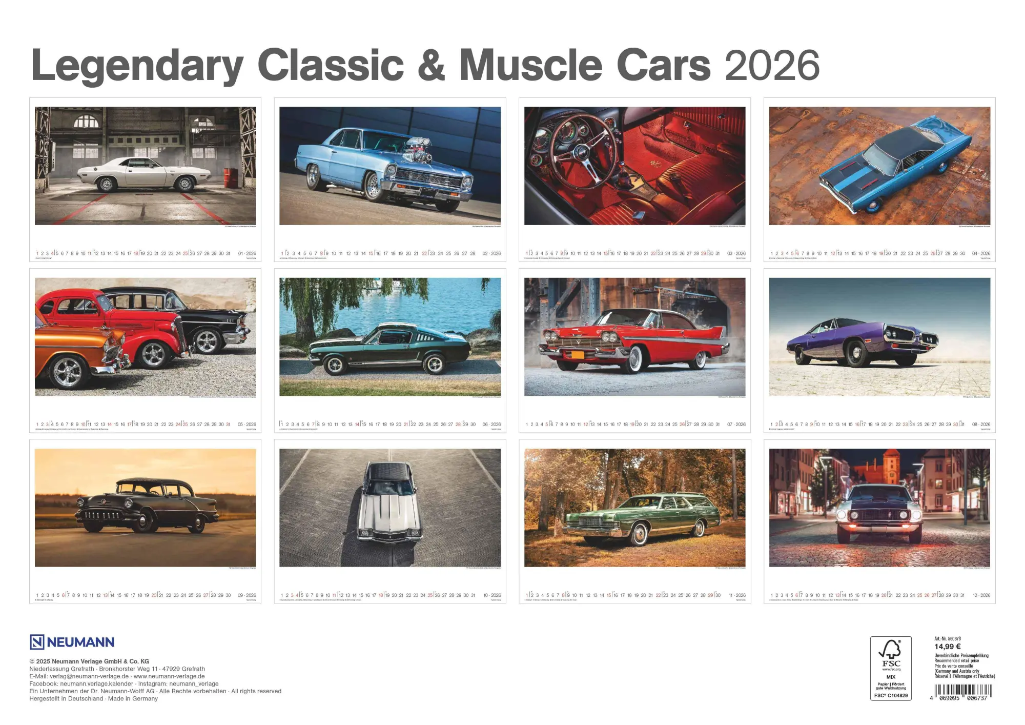 Rückseite: 4069095006737 | Legendary Classic &amp; Muscle Cars 2026 - Wand-Kalender -...