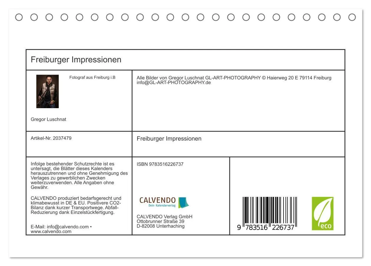 Bild: 9783516226737 | Freiburger Impressionen (Tischkalender 2026 DIN A5 quer), CALVENDO...