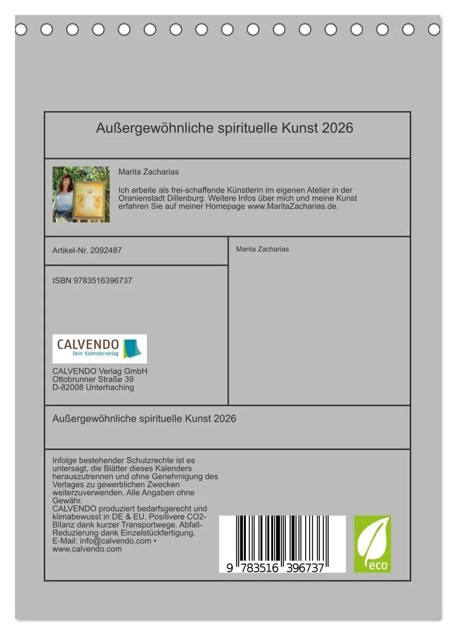 Bild: 9783516396737 | Außergewöhnliche spirituelle Kunst 2026 (Tischkalender 2026 DIN A5...