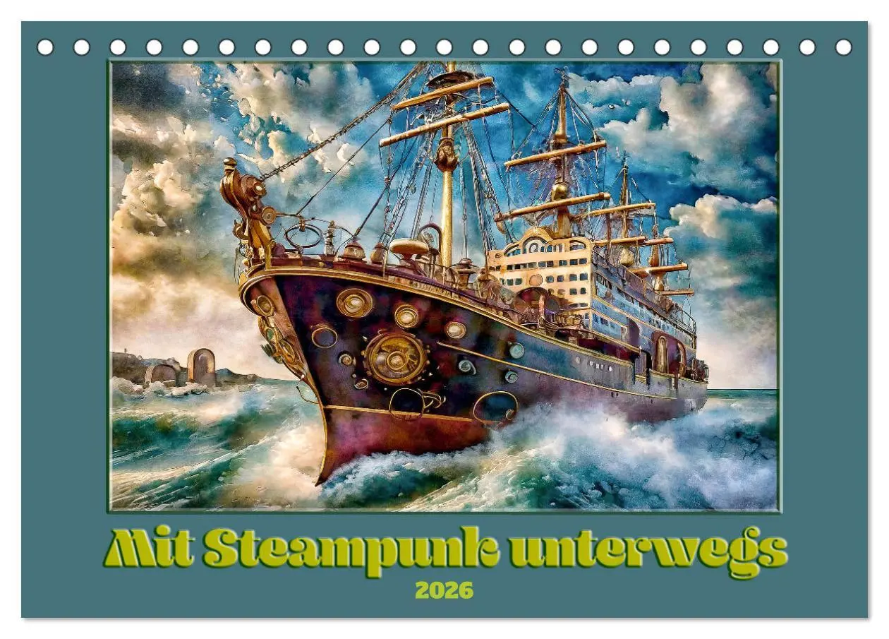 Cover: 9783457366837 | Mit Steampunk unterwegs (Tischkalender 2026 DIN A5 quer), CALVENDO...