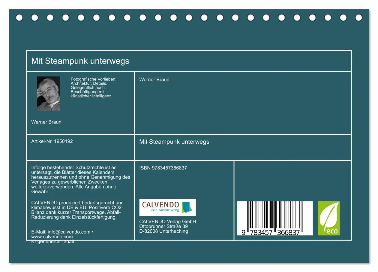 Bild: 9783457366837 | Mit Steampunk unterwegs (Tischkalender 2026 DIN A5 quer), CALVENDO...