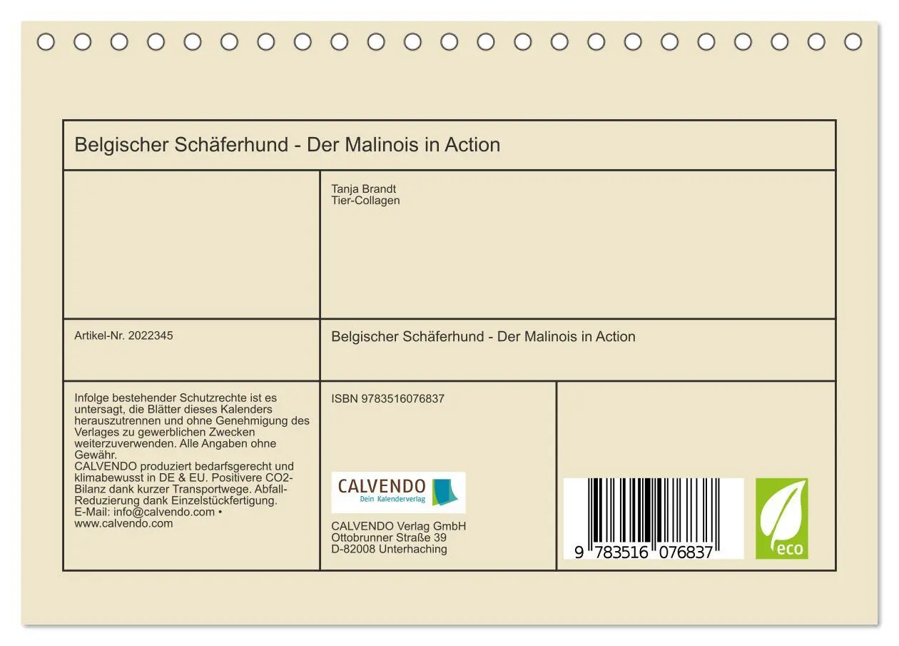 Bild: 9783516076837 | Belgischer Schäferhund - Der Malinois in Action (Tischkalender 2026...