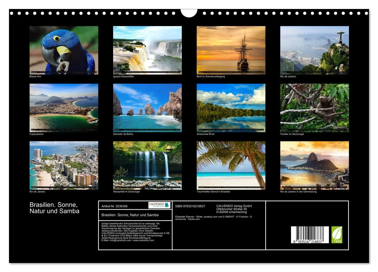 Bild: 9783516216837 | Brasilien. Sonne, Natur und Samba (Wandkalender 2026 DIN A3 quer),...