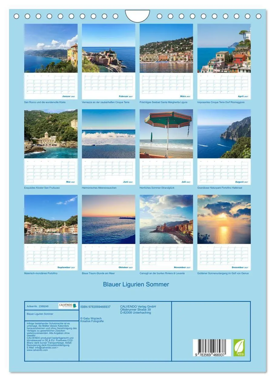 Bild: 9783569466937 | Blauer Ligurien Sommer (Wandkalender 2027 DIN A4 hoch), CALVENDO...