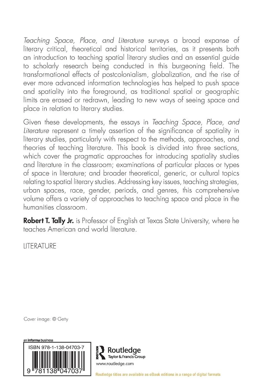 Rückseite: 9781138047037 | Teaching Space, Place, and Literature | Robert Tally Jr. | Taschenbuch