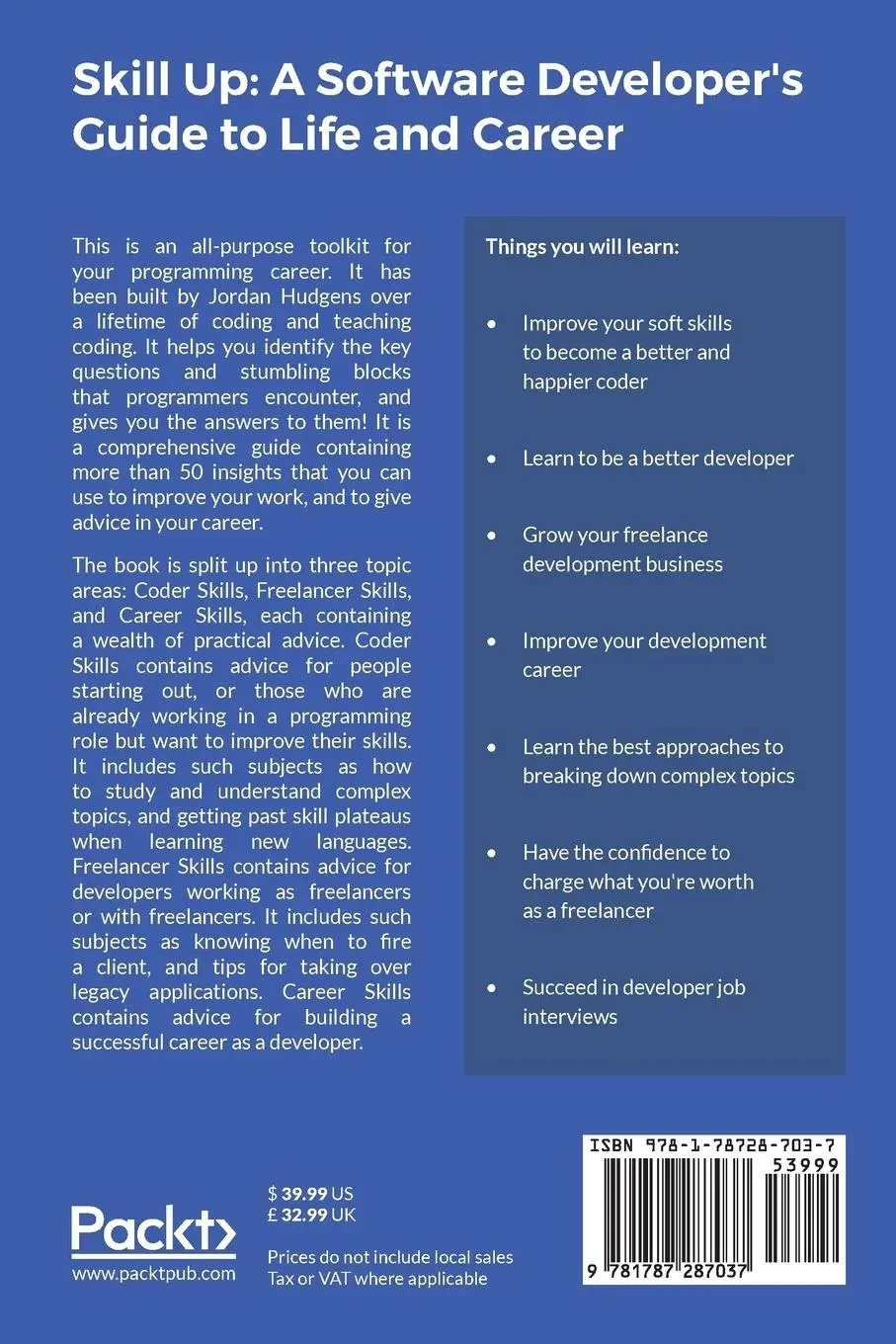 Rückseite: 9781787287037 | Skill Up | A Software Developer's Guide to Life and Career | Hudgens