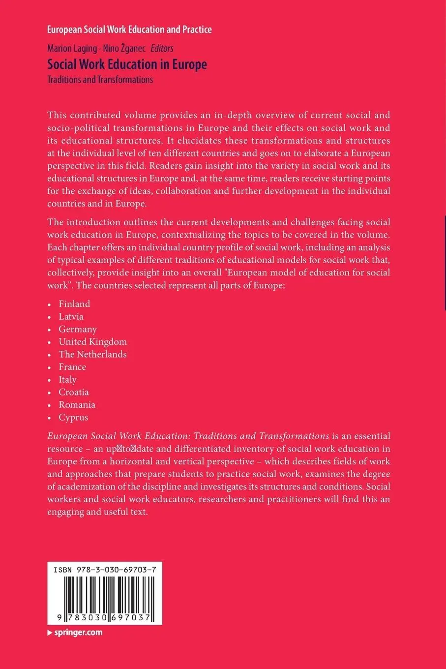 Rückseite: 9783030697037 | Social Work Education in Europe | Traditions and Transformations | xvi