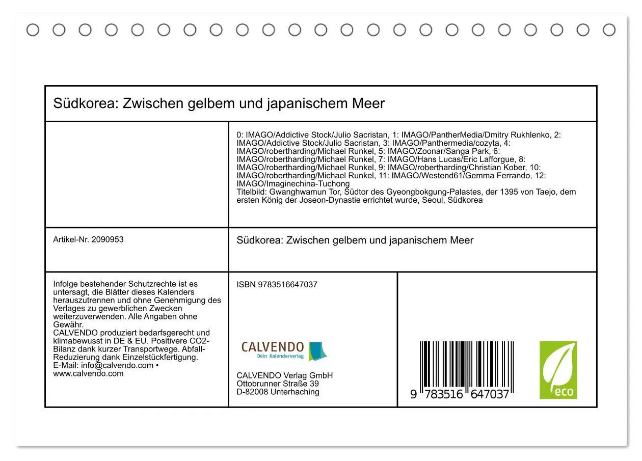 Bild: 9783516647037 | Südkorea: Zwischen gelbem und japanischem Meer (Tischkalender 2026...