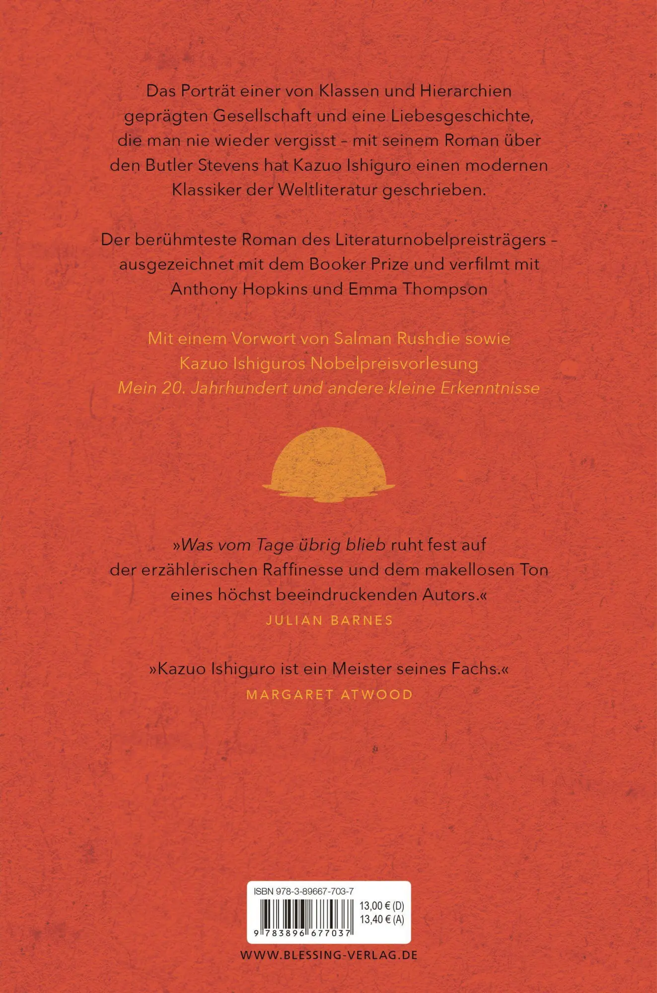 Bild: 9783896677037 | Was vom Tage übrig blieb | Roman | Kazuo Ishiguro | Taschenbuch | 2022