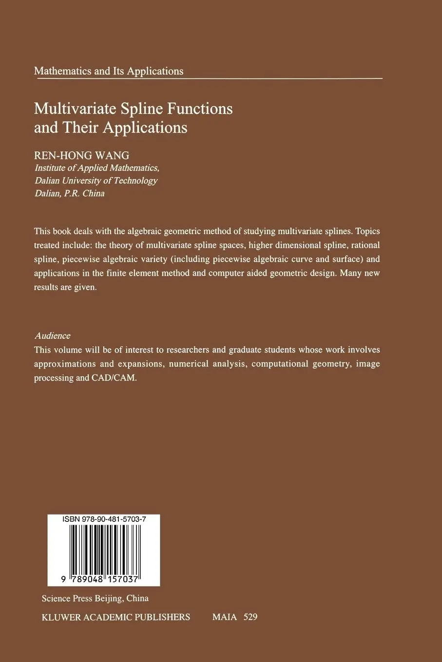 Rückseite: 9789048157037 | Multivariate Spline Functions and Their Applications | Ren-Hong Wang