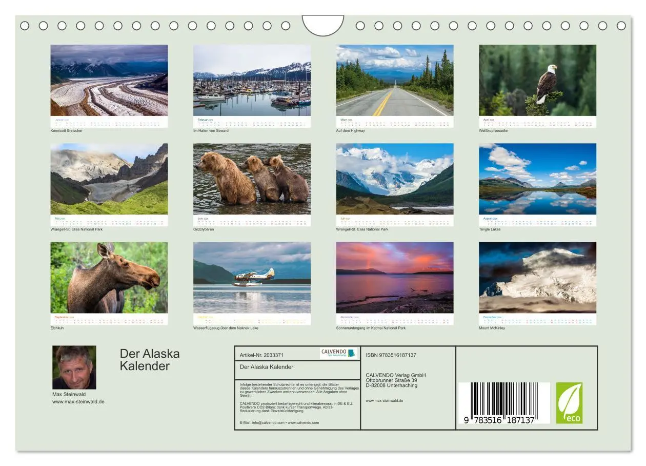 Bild: 9783516187137 | Der Alaska Kalender (Wandkalender 2026 DIN A4 quer), CALVENDO...