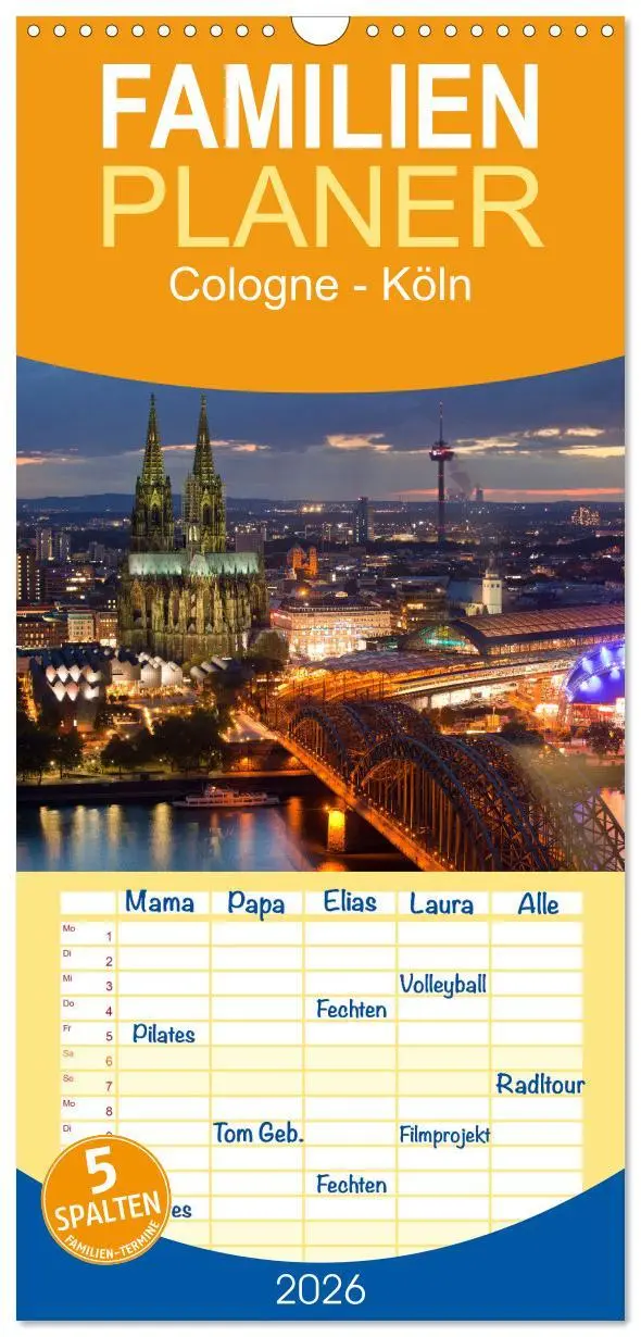 Cover: 9783516497137 | Familienplaner 2026 - Cologne - Köln mit 5 Spalten (Wandkalender,...