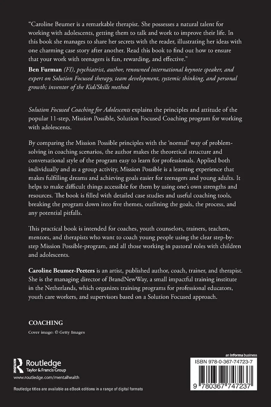 Rückseite: 9780367747237 | Solution Focused Coaching for Adolescents | Caroline Beumer-Peeters