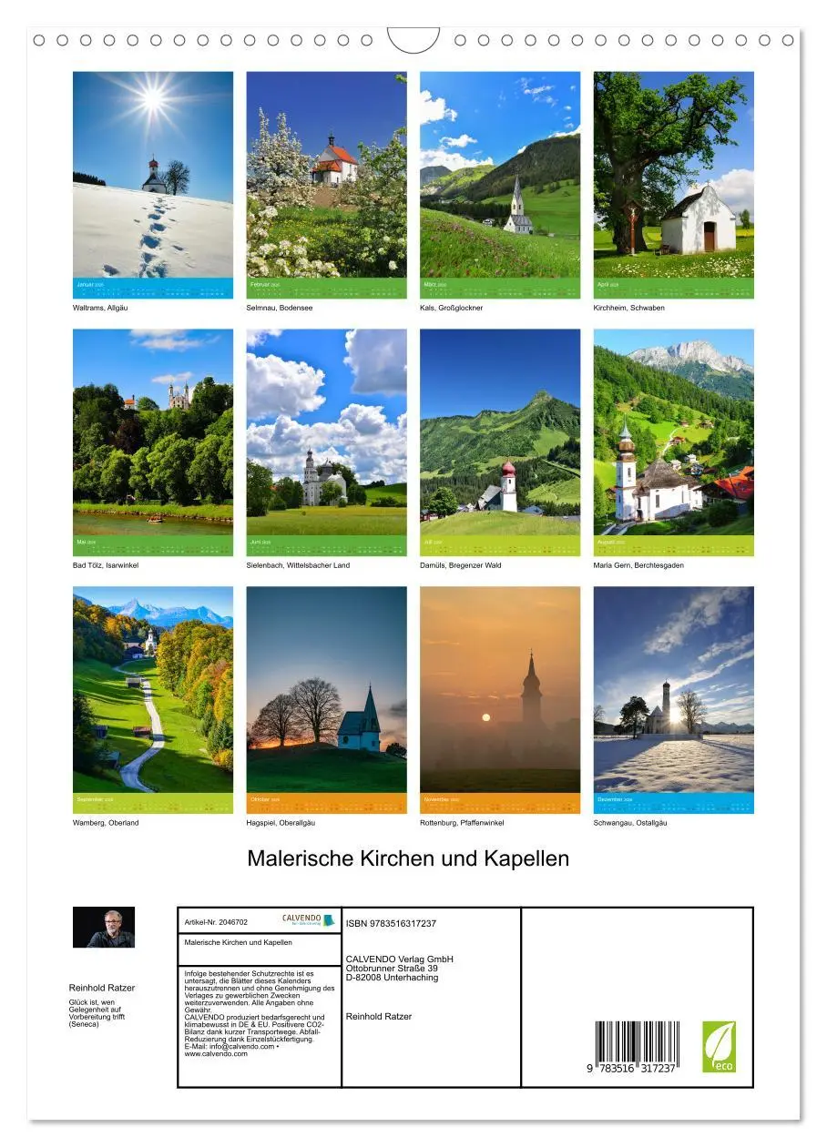 Bild: 9783516317237 | Malerische Kirchen und Kapellen (Wandkalender 2026 DIN A3 hoch),...
