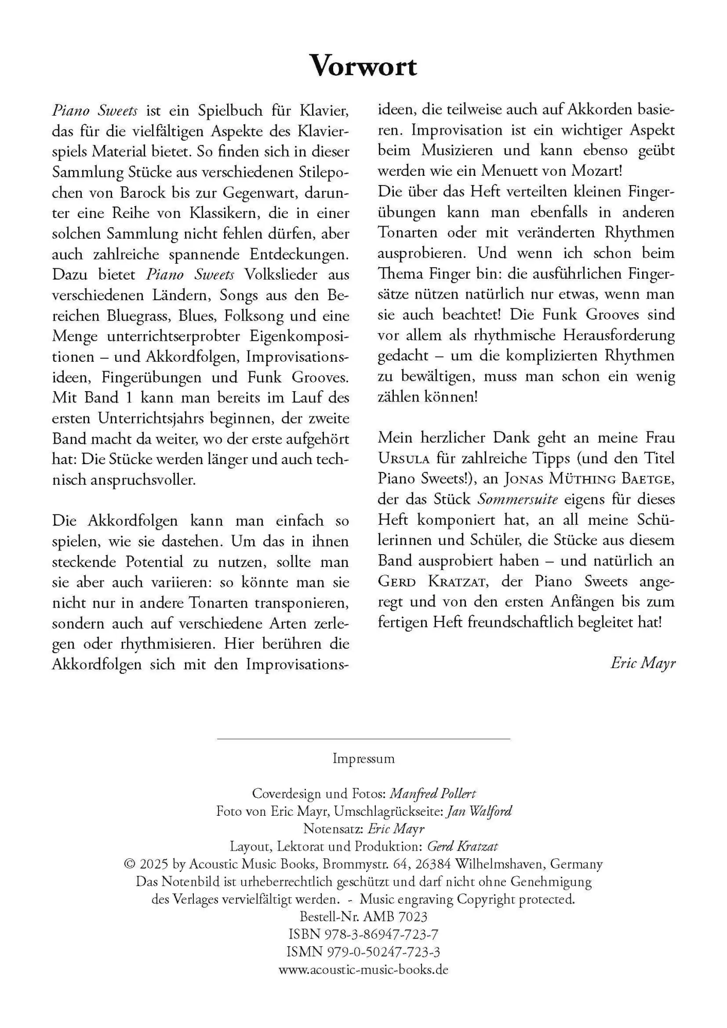 Bild: 9783869477237 | Piano Sweets. Band 2. Das besondere Spielbuch. | Eric Mayr | Buch