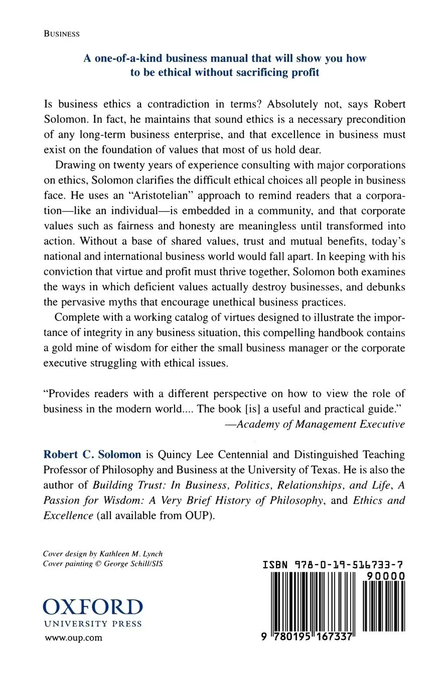 Rückseite: 9780195167337 | A Better Way to Think about Business | Robert C. Solomon | Taschenbuch