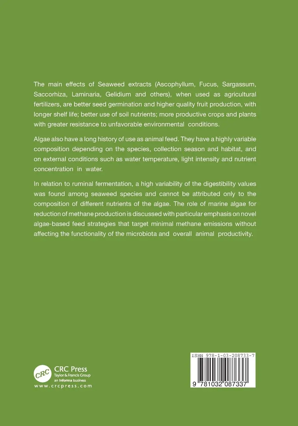 Rückseite: 9781032087337 | Seaweeds as Plant Fertilizer, Agricultural Biostimulants and Animal...