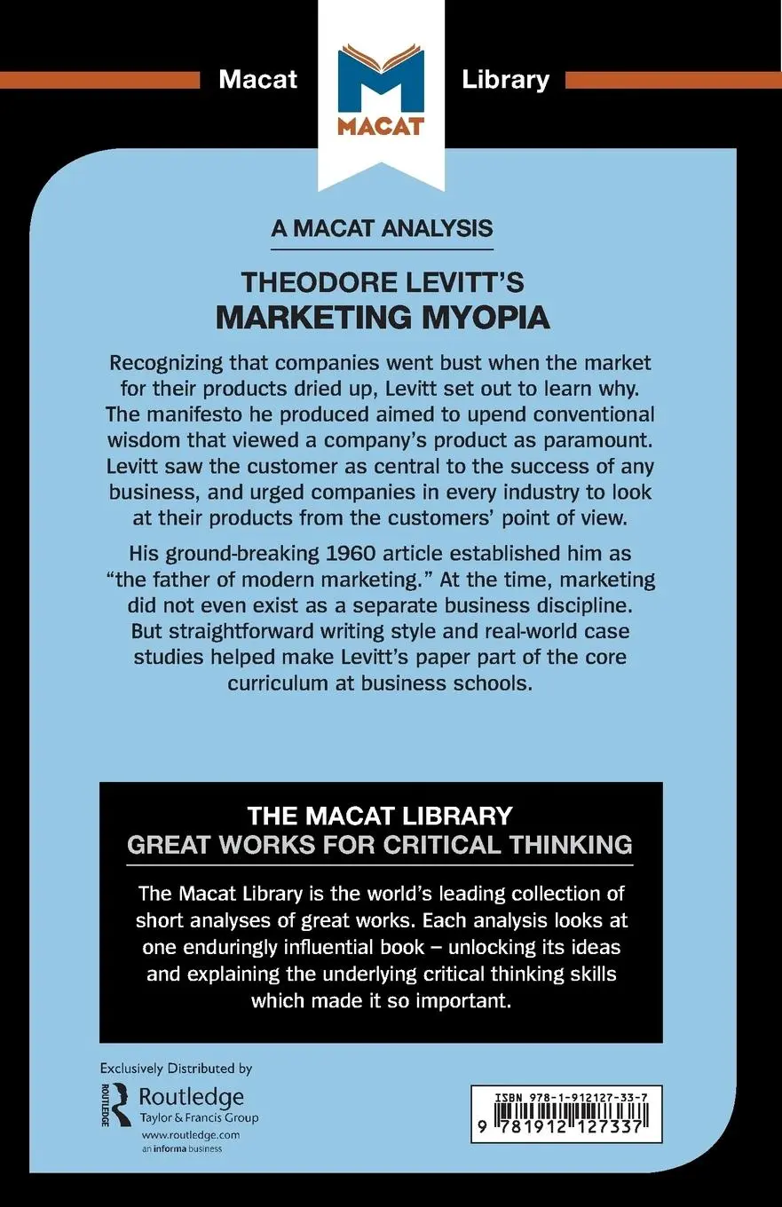 Rückseite: 9781912127337 | An Analysis of Theodore Levitt's Marketing Myopia | Diderich (u. a.)