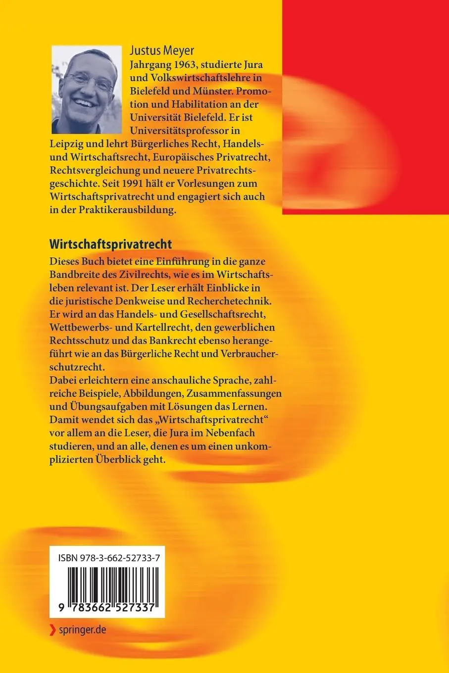Rückseite: 9783662527337 | Wirtschaftsprivatrecht | Eine Einführung | Justus Meyer | Taschenbuch
