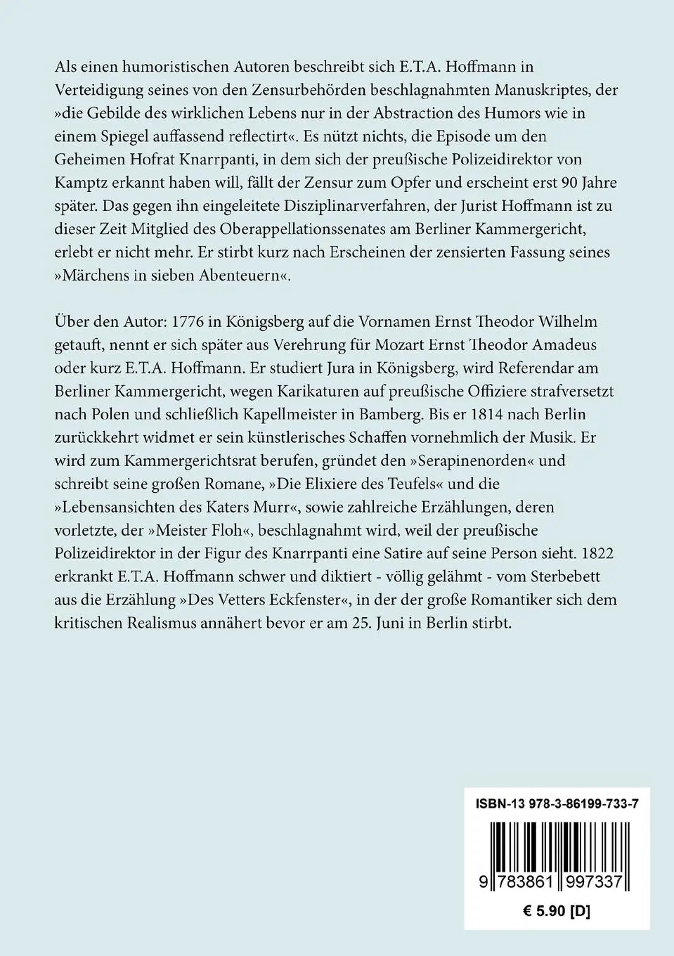 Rückseite: 9783861997337 | Meister Floh | Ein Märchen in sieben Abenteuern zweier Freunde | Buch