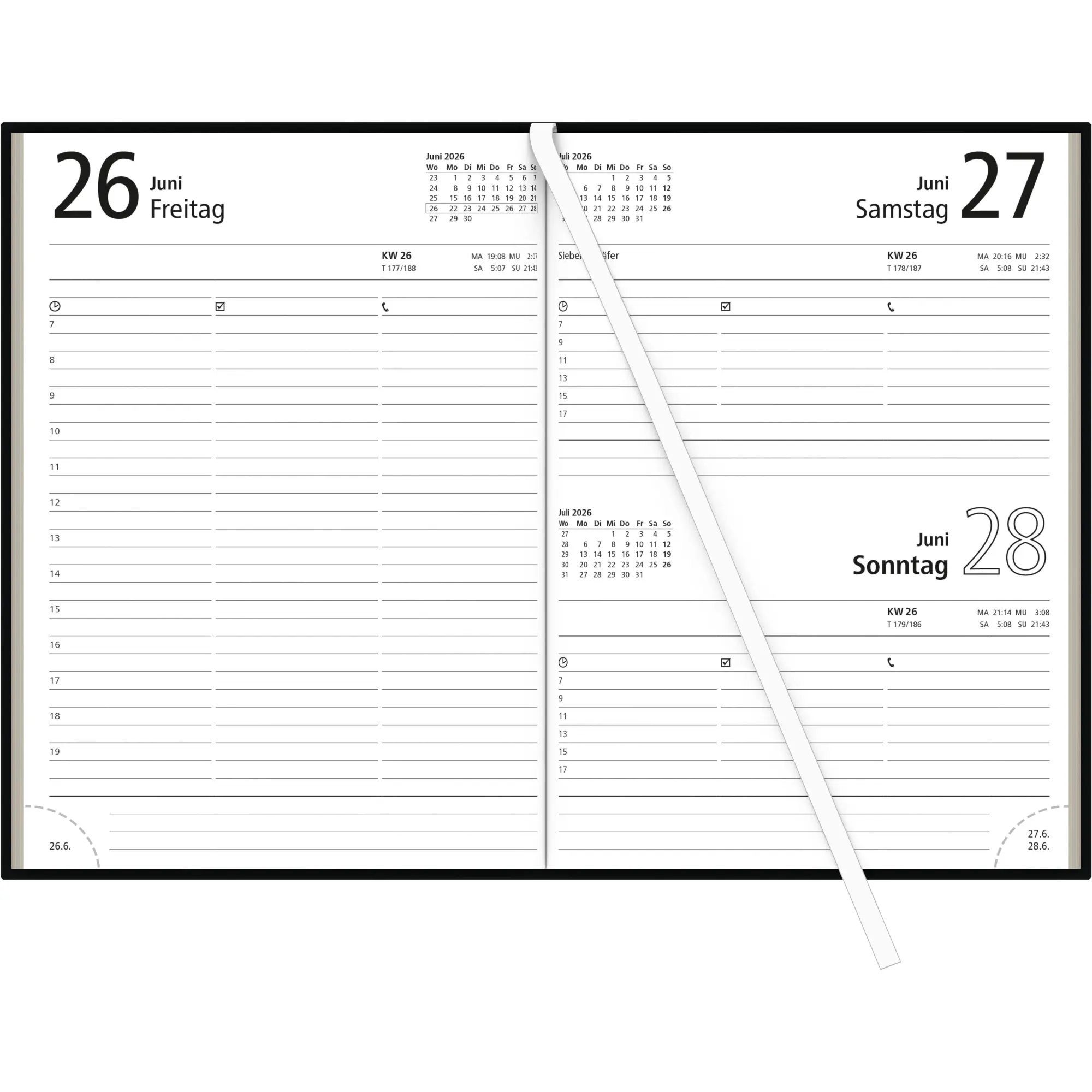 Bild: 4069095007437 | Buchkalender schwarz 2026 - Bürokalender 14,5x21 cm - 7 Tage auf 6...
