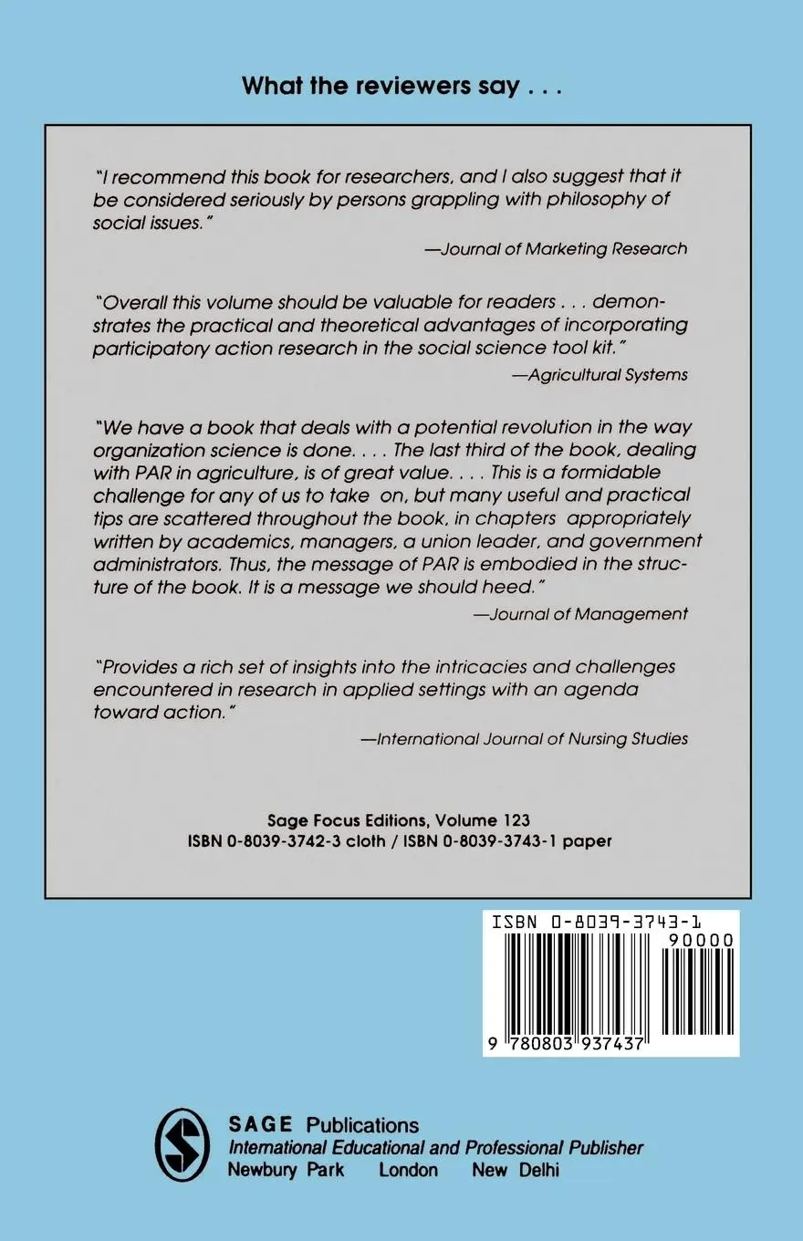 Rückseite: 9780803937437 | Participatory Action Research | William Foote Whyte | Taschenbuch