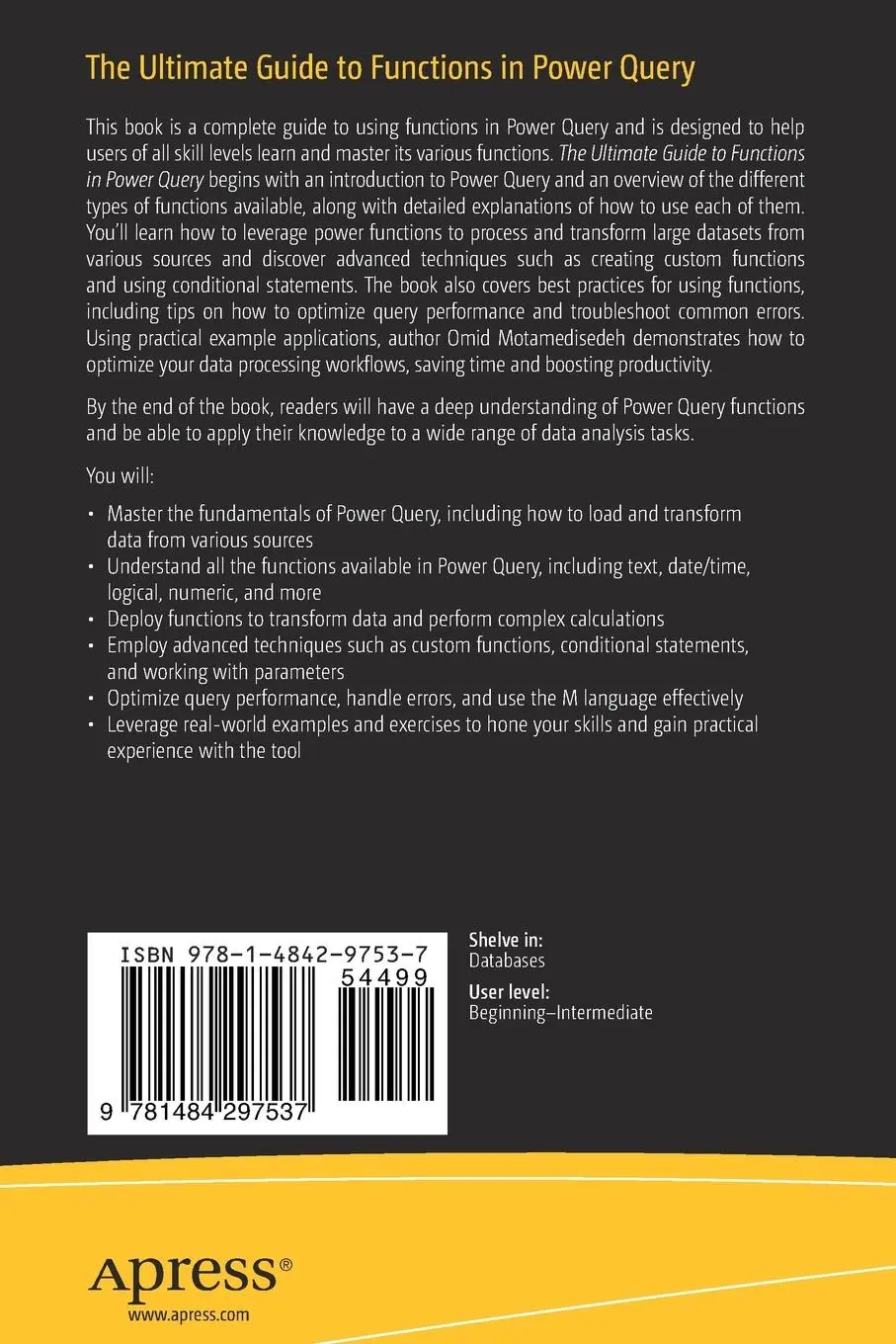 Rückseite: 9781484297537 | The Ultimate Guide to Functions in Power Query | Omid Motamedisedeh