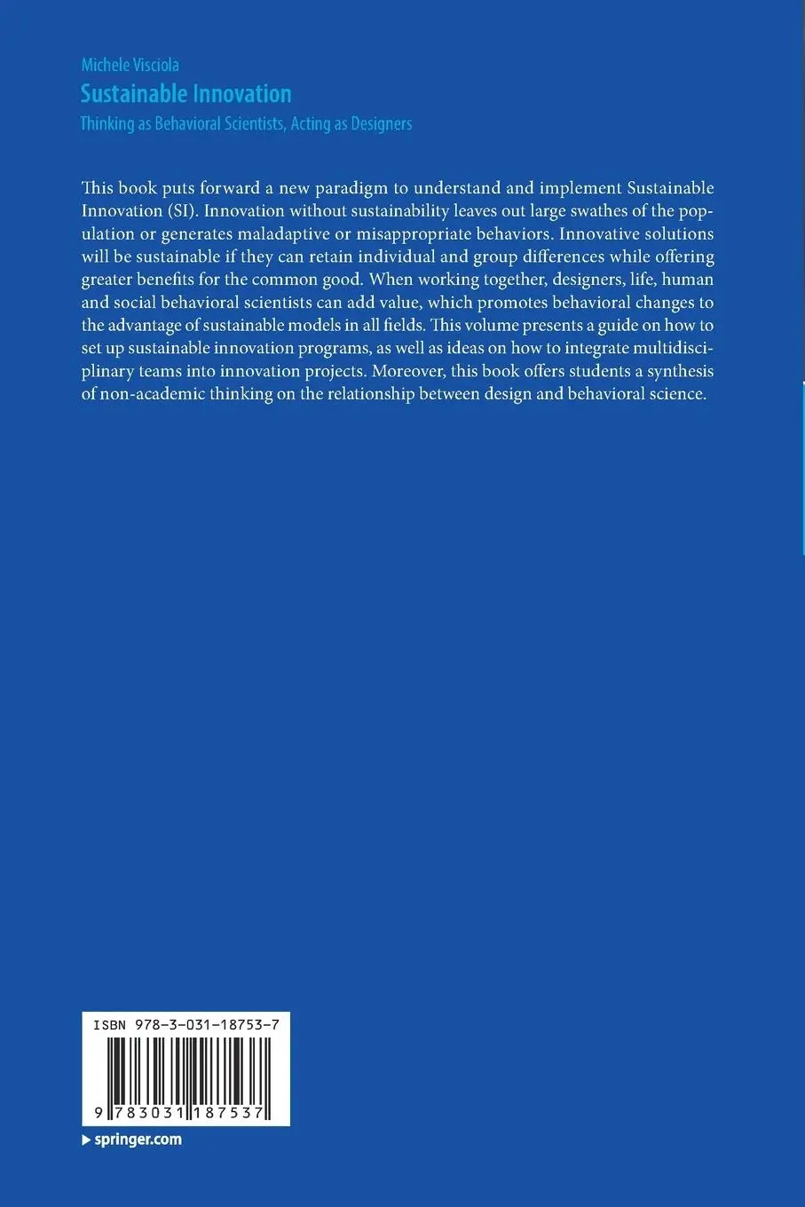 Rückseite: 9783031187537 | Sustainable Innovation | Michele Visciola | Taschenbuch | xv | 2023