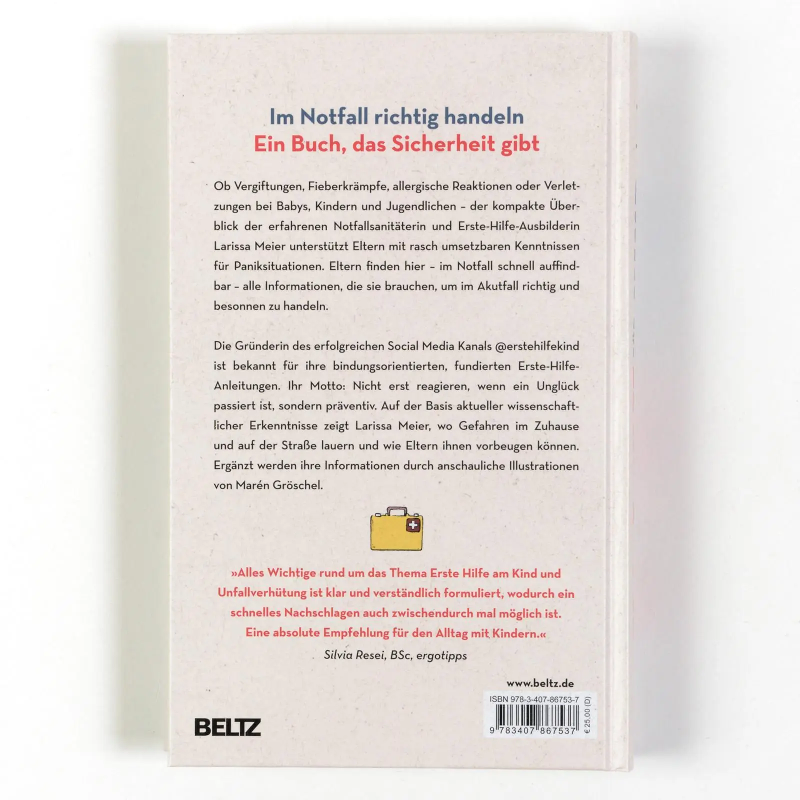 Rückseite: 9783407867537 | Erste Hilfe für dein Kind | Larissa Meier | Buch | 300 S. | Deutsch