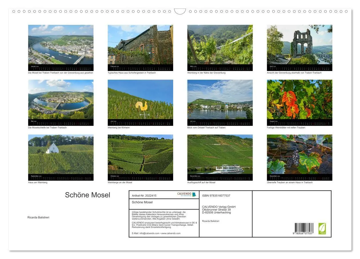 Bild: 9783516077537 | Schöne Mosel (Wandkalender 2026 DIN A2 quer), CALVENDO Monatskalender