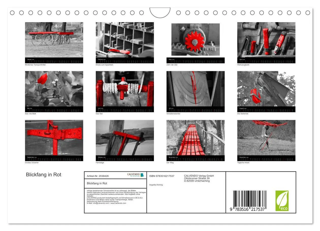 Bild: 9783516217537 | Blickfang in Rot (Wandkalender 2026 DIN A4 quer), CALVENDO...